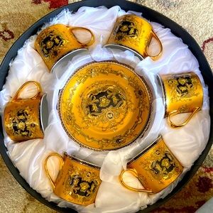 Unique Set Decorative Coffee Cups Set 6 Cups & 6 Saucers